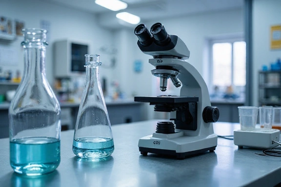 Mikroskop i probówki w sterylnym laboratorium, symbolizujące rygorystyczną kontrolę jakości.