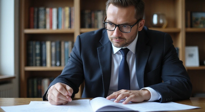 Prawnik analizujący dokumenty